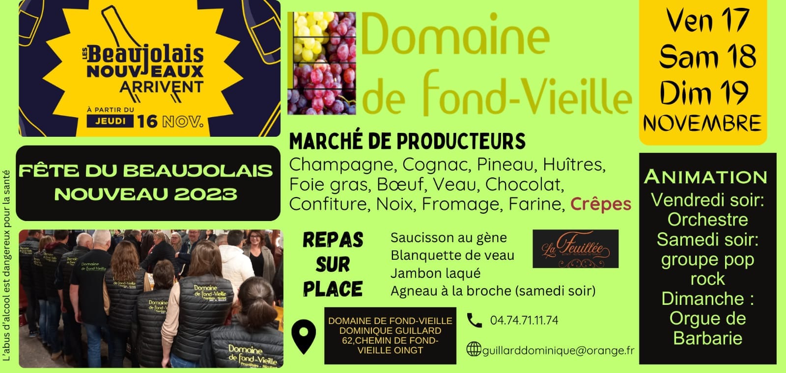 Marché de producteurs et Beaujolais Nouveaux au Domaine de Fond Vieille