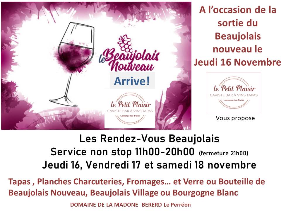 Fête du Beaujolais au Petit Plaisir