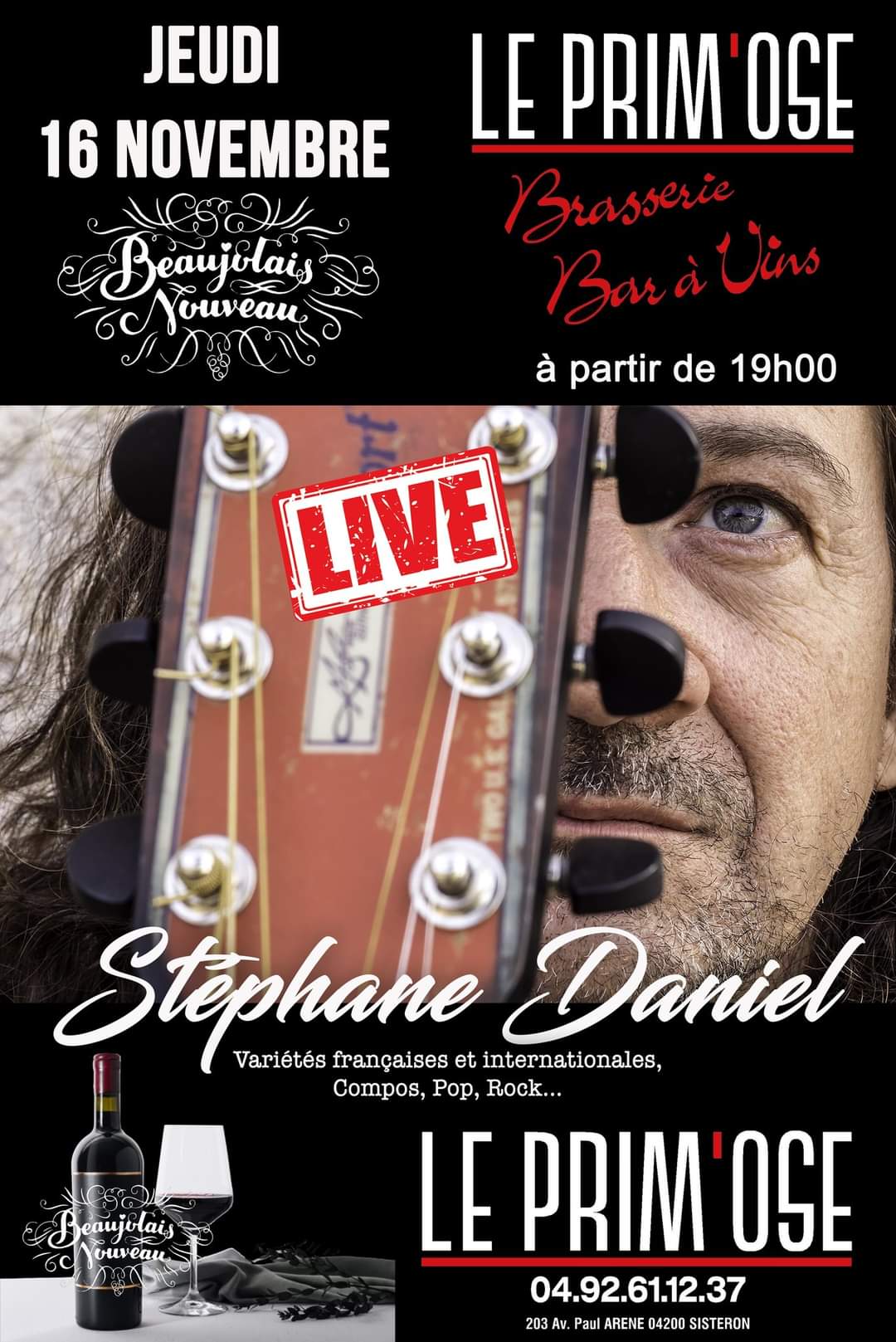 Soirée Beaujolais Nouveau : concert Stéphane Daniel