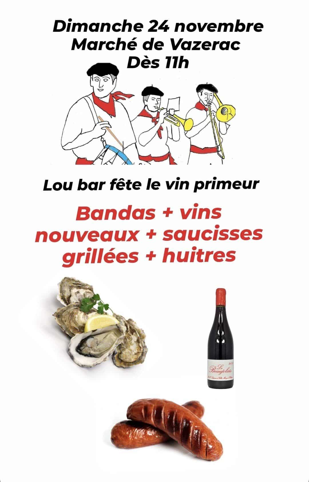 Fête du vin primeur au marché de Vazerac