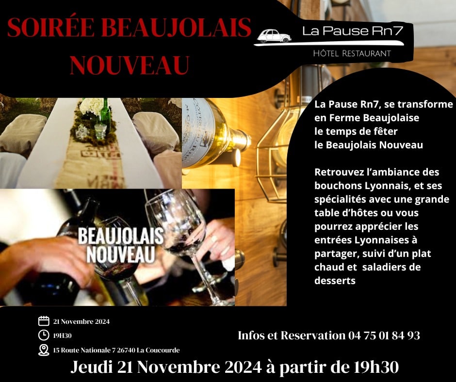 Soirée Beaujolais Nouveau à La Ferme – La Pause Rn7