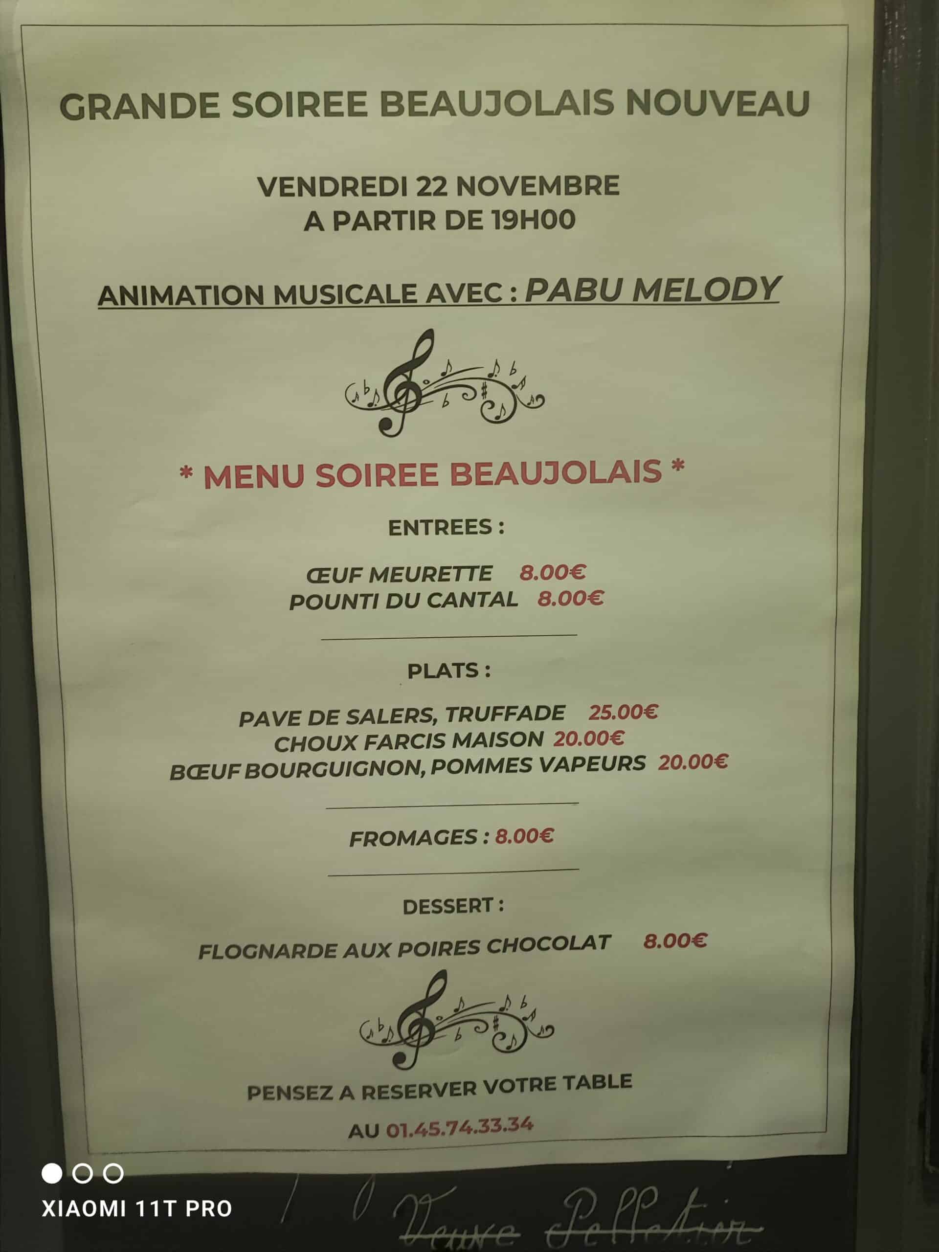 Soirée Beaujolais Nouveau Le Bougnat