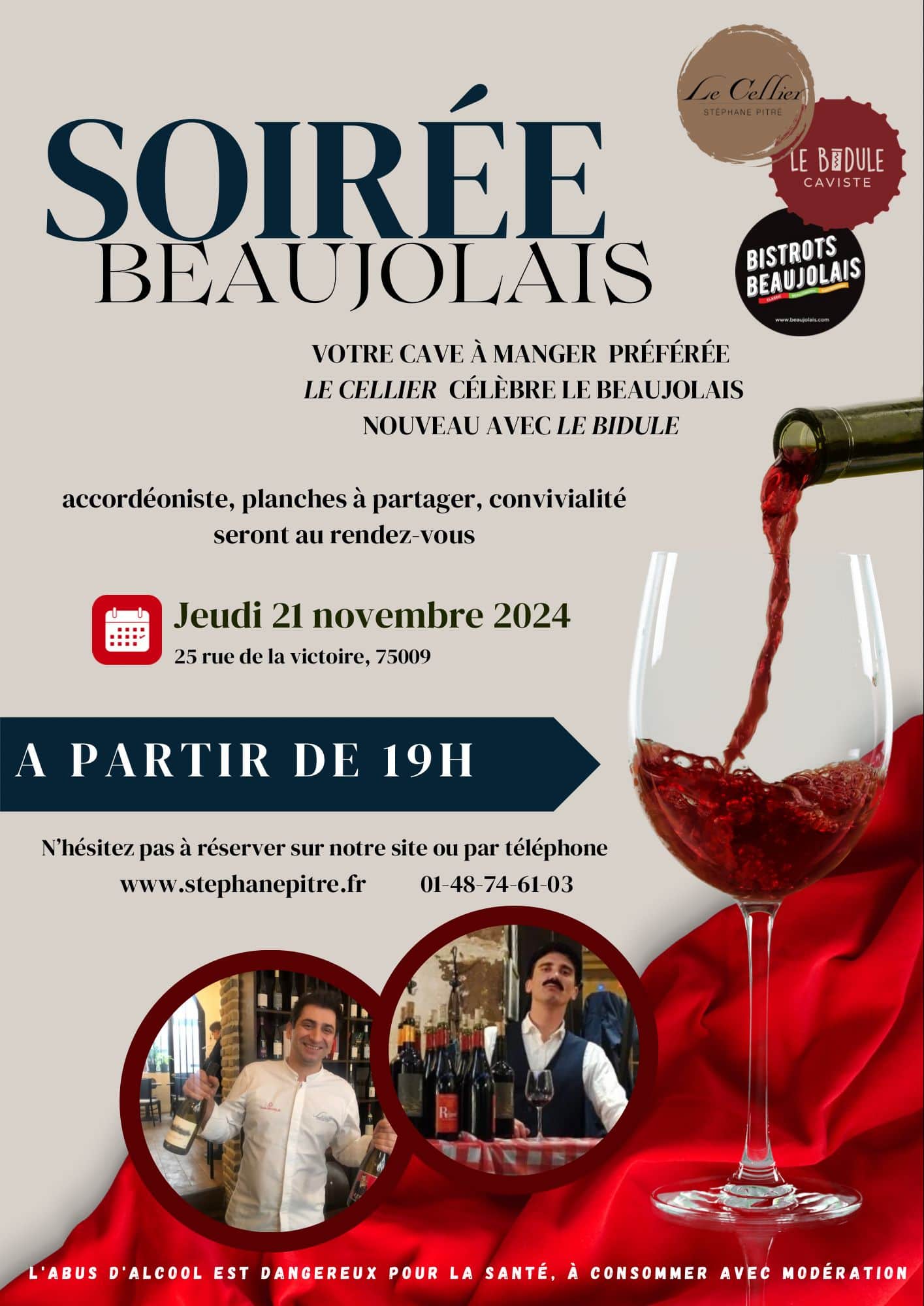 Soirée Beaujolais Nouveaux au Cellier de Stéphane Pitré