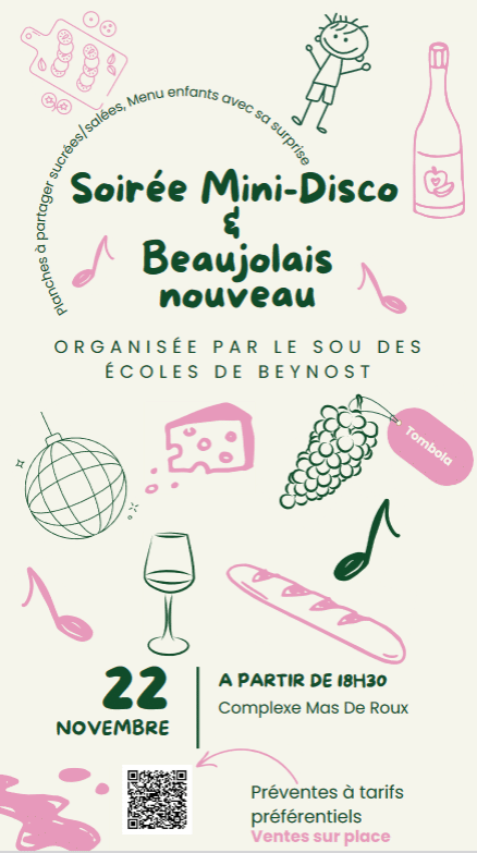 Beaujolais Nouveau et soirée mini-disco par le Sou des Ecoles