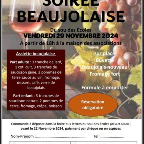 Soirée Beaujolaise du sou des écoles_Illiat