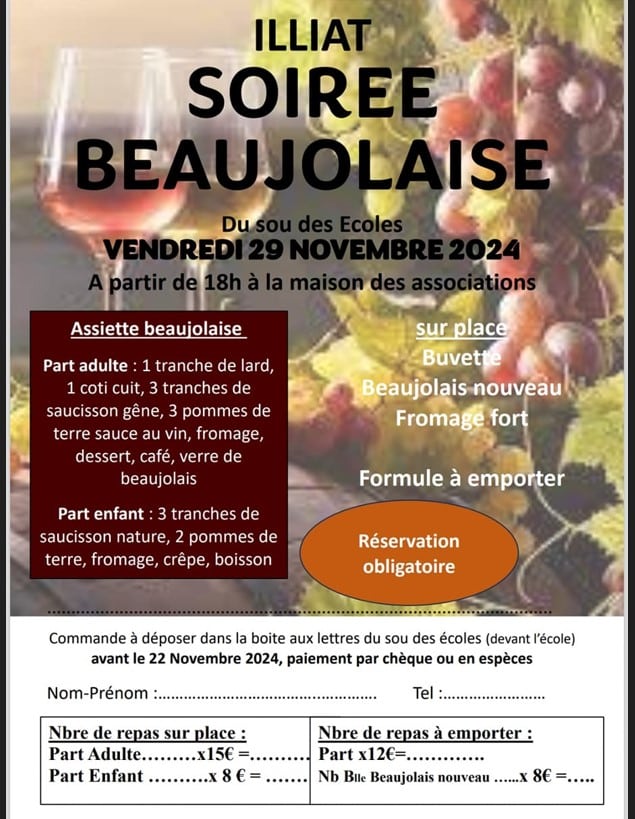 Soirée Beaujolaise du sou des écoles_Illiat