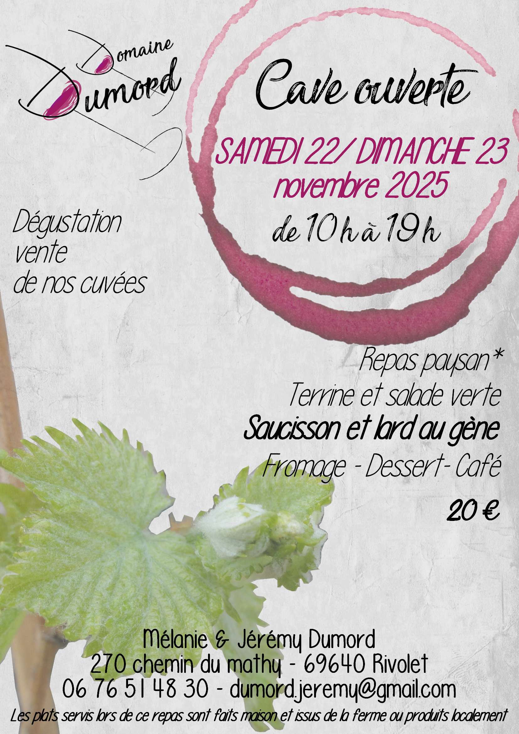 Cave ouverte au Domaine Dumord