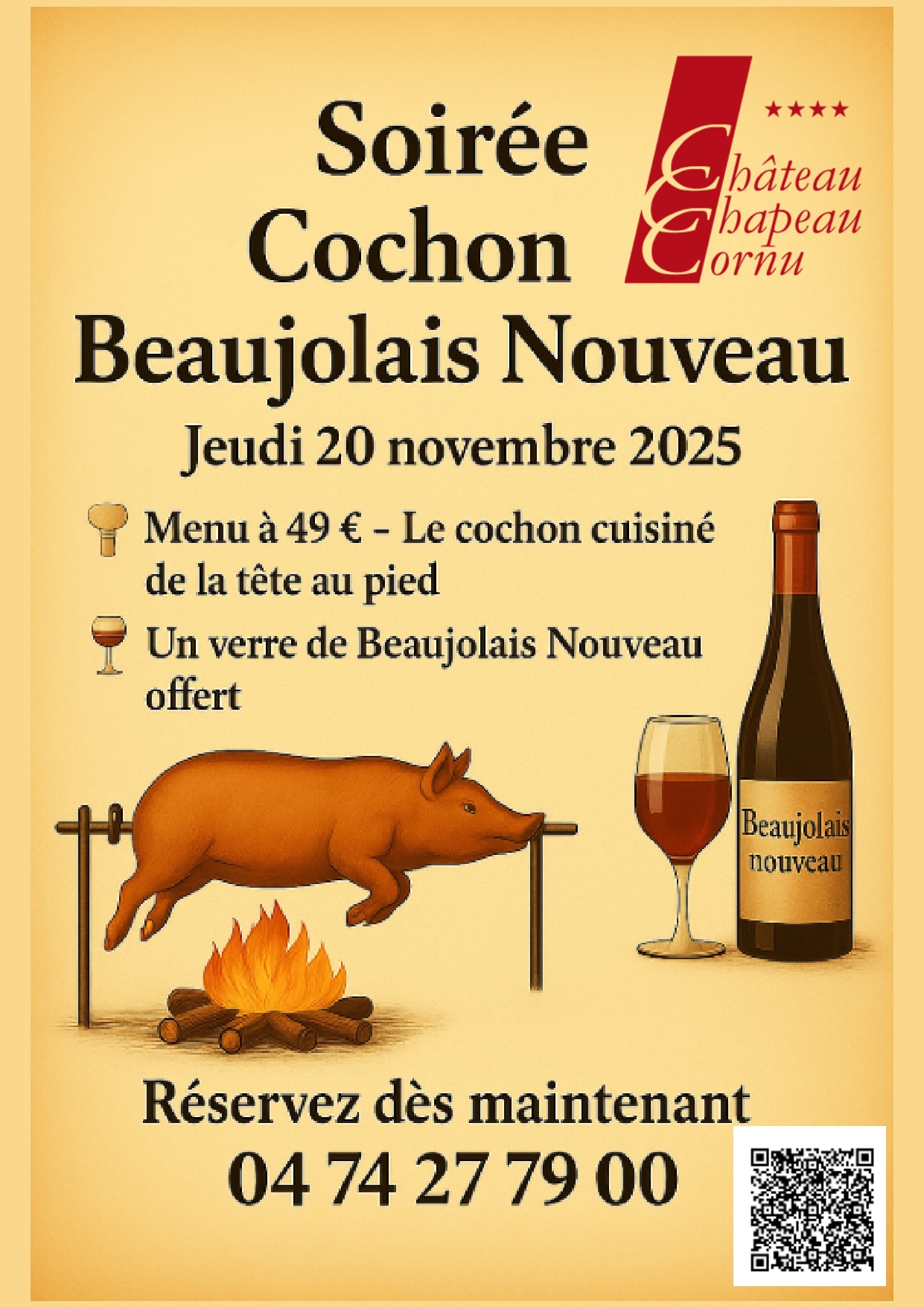 Soirée cochon à la broche et beaujolais nouveau_Vignieu