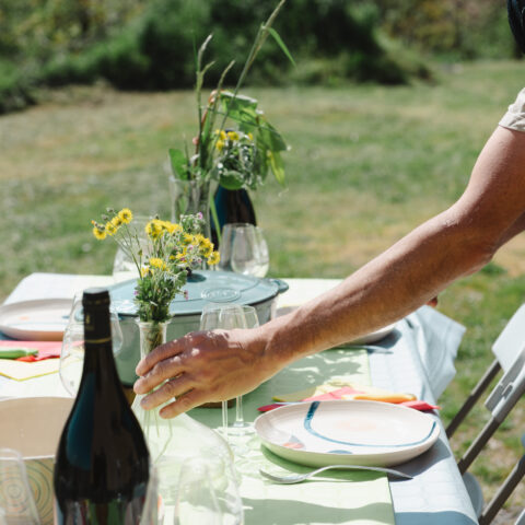 Image-Repas convivial au pied des vignes à Fleurie