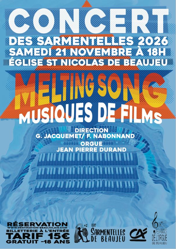 Concert des Sarmentelles 2026. Melting Song. Musiques de films