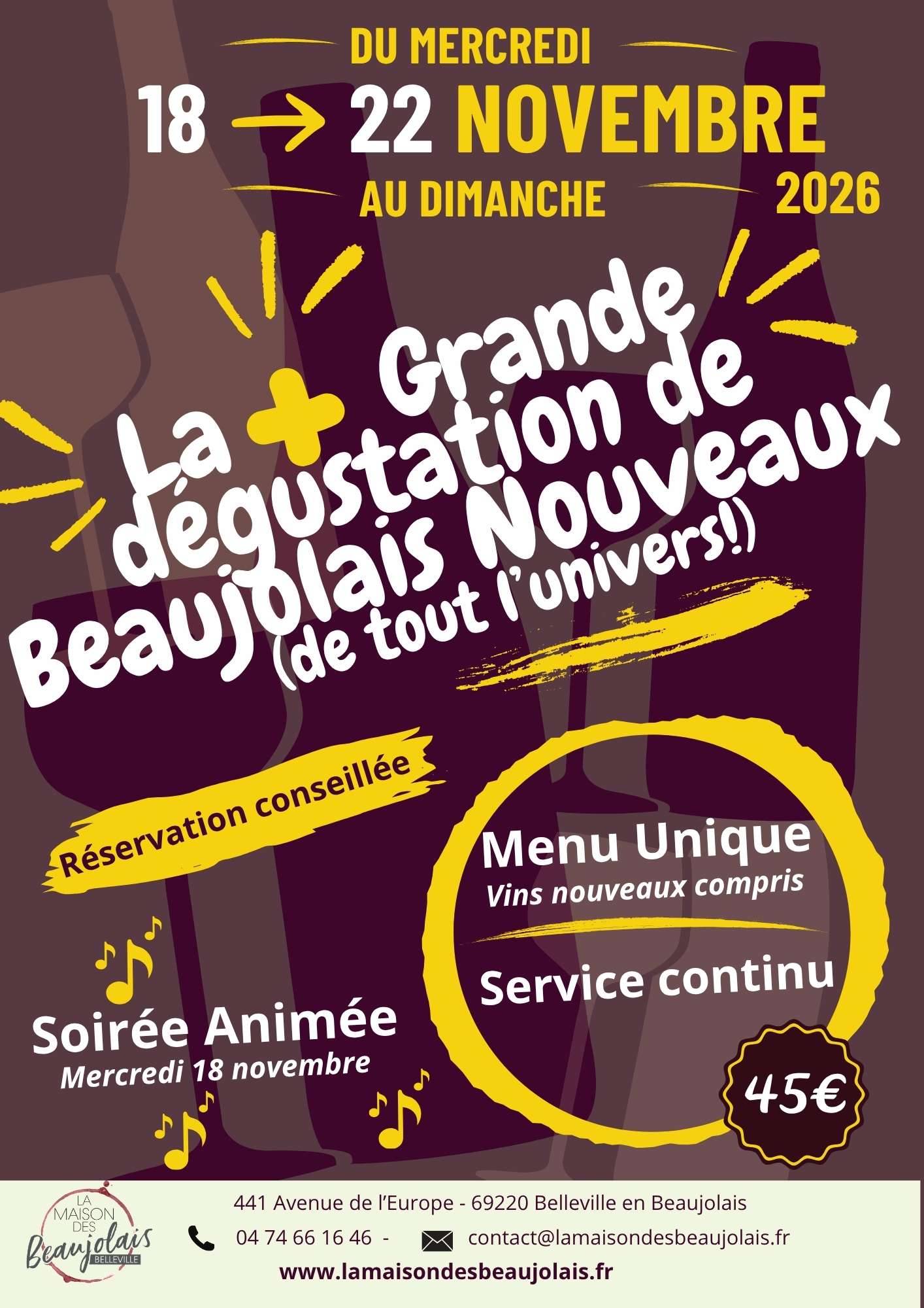La + Grande Dégustation de Beaujolais Nouveaux de l’Univers